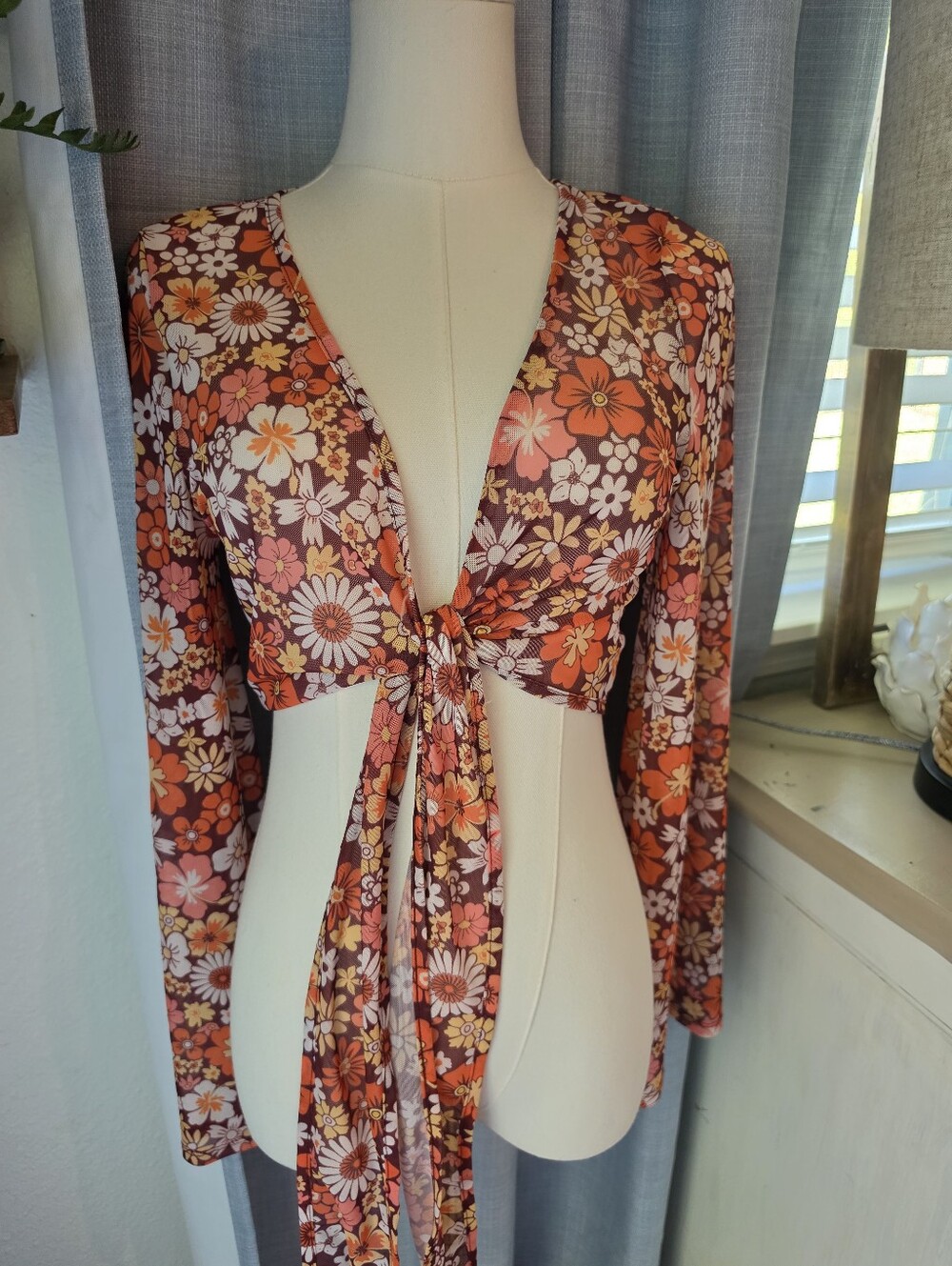 Groovy Floral Tie Top